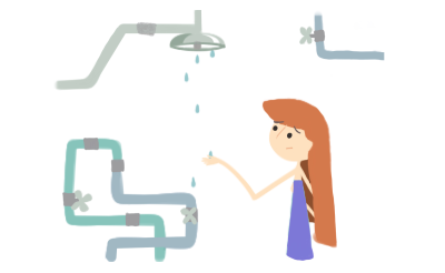 gas heater woes drawing girl towel pipe leak