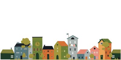 row of digital cartoon houses