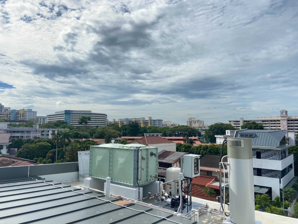 HPI heat pump landed water heater roof cloudy sky