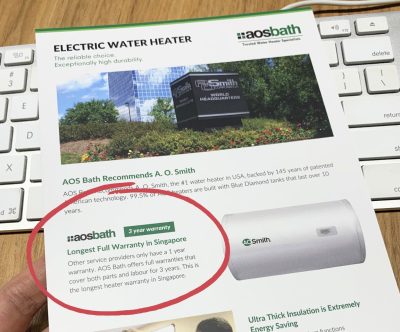 3 year onsite full warranty aosbath water heater