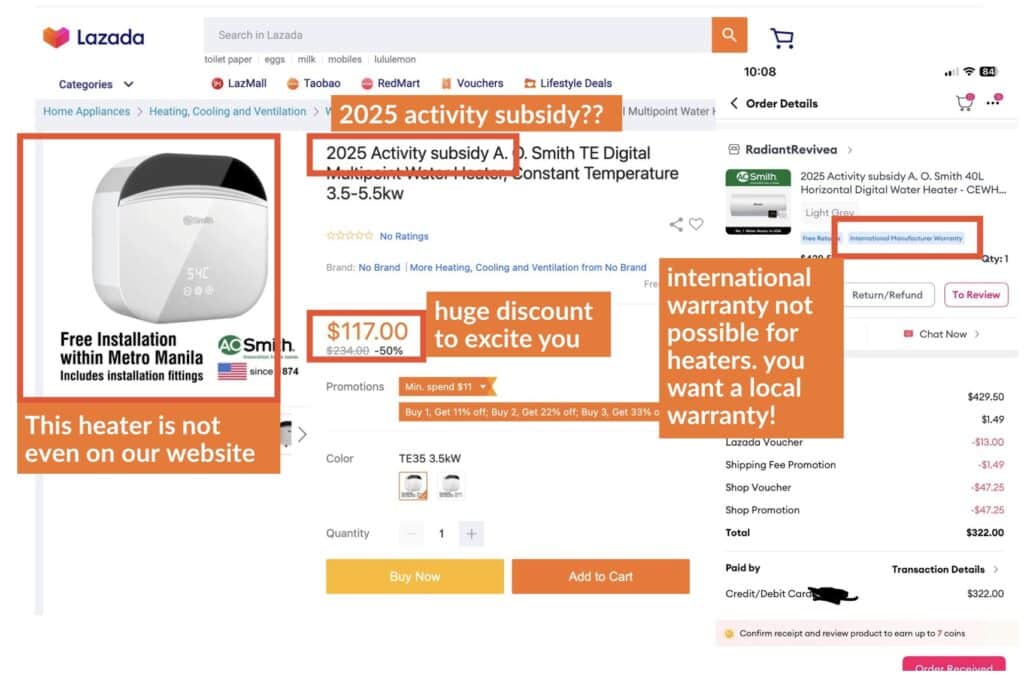 Scam parallel import fake international warranty aos