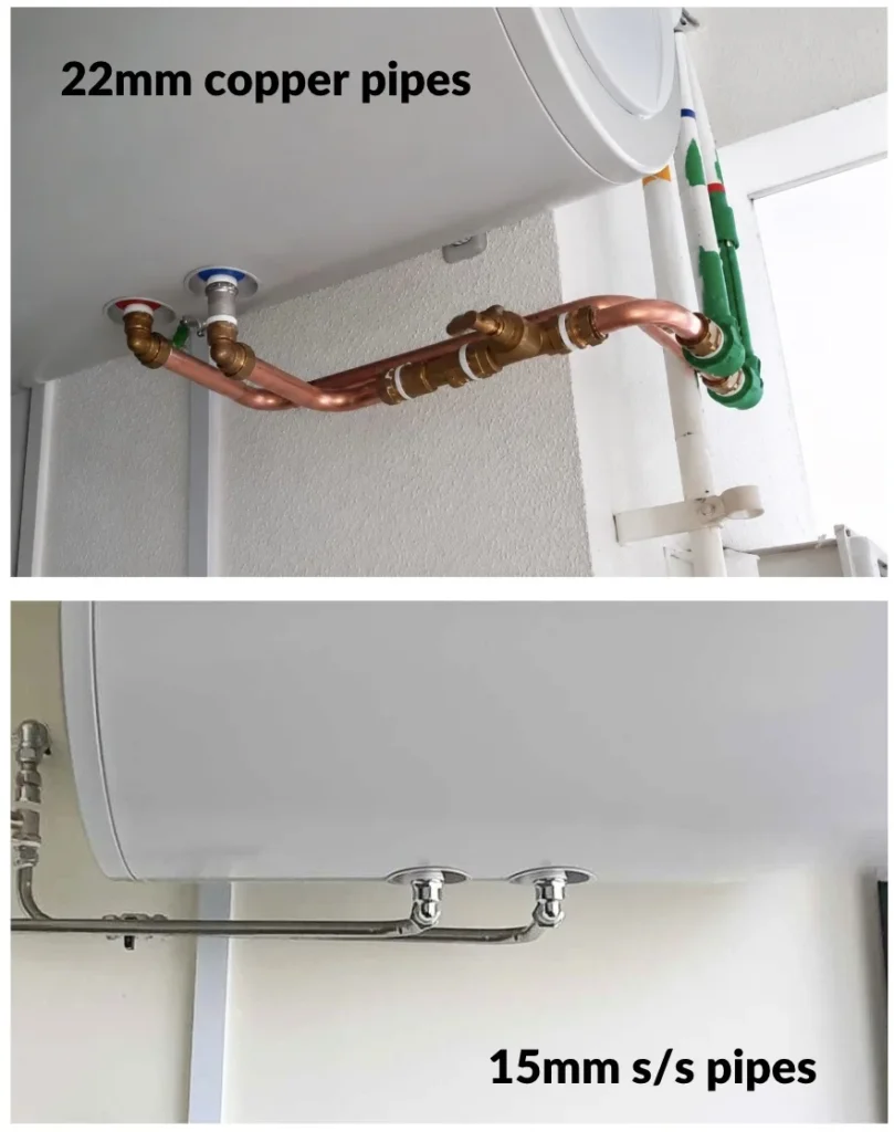 copper vs stainless steel pipes 22mm and 15mm