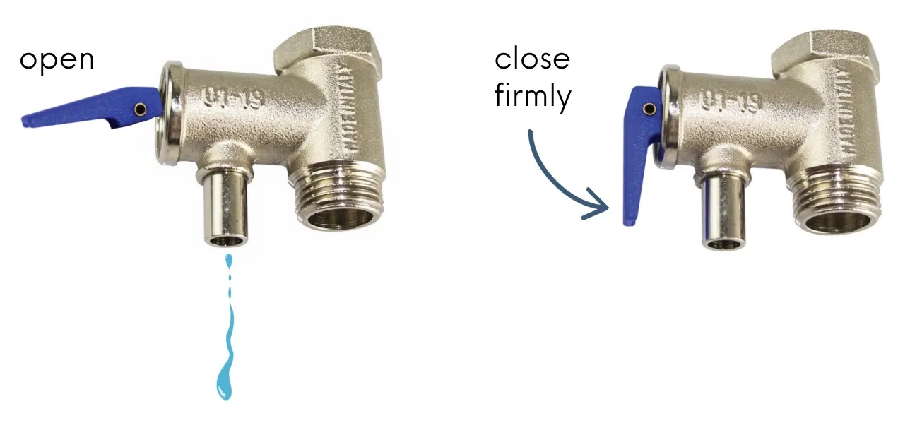 open close relief valve lever