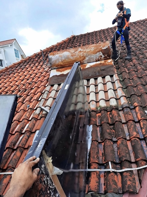 solar roof panel remove rust team safety harness