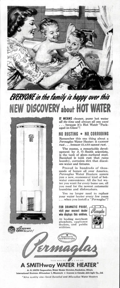 Times Magazine AOSmith glass lined blue diamond new discovery hot water rusting corroding USA permaglas
