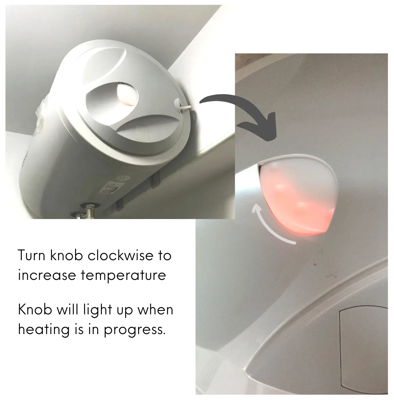 ELJH turn knob clockwise increase temperature gen 1light