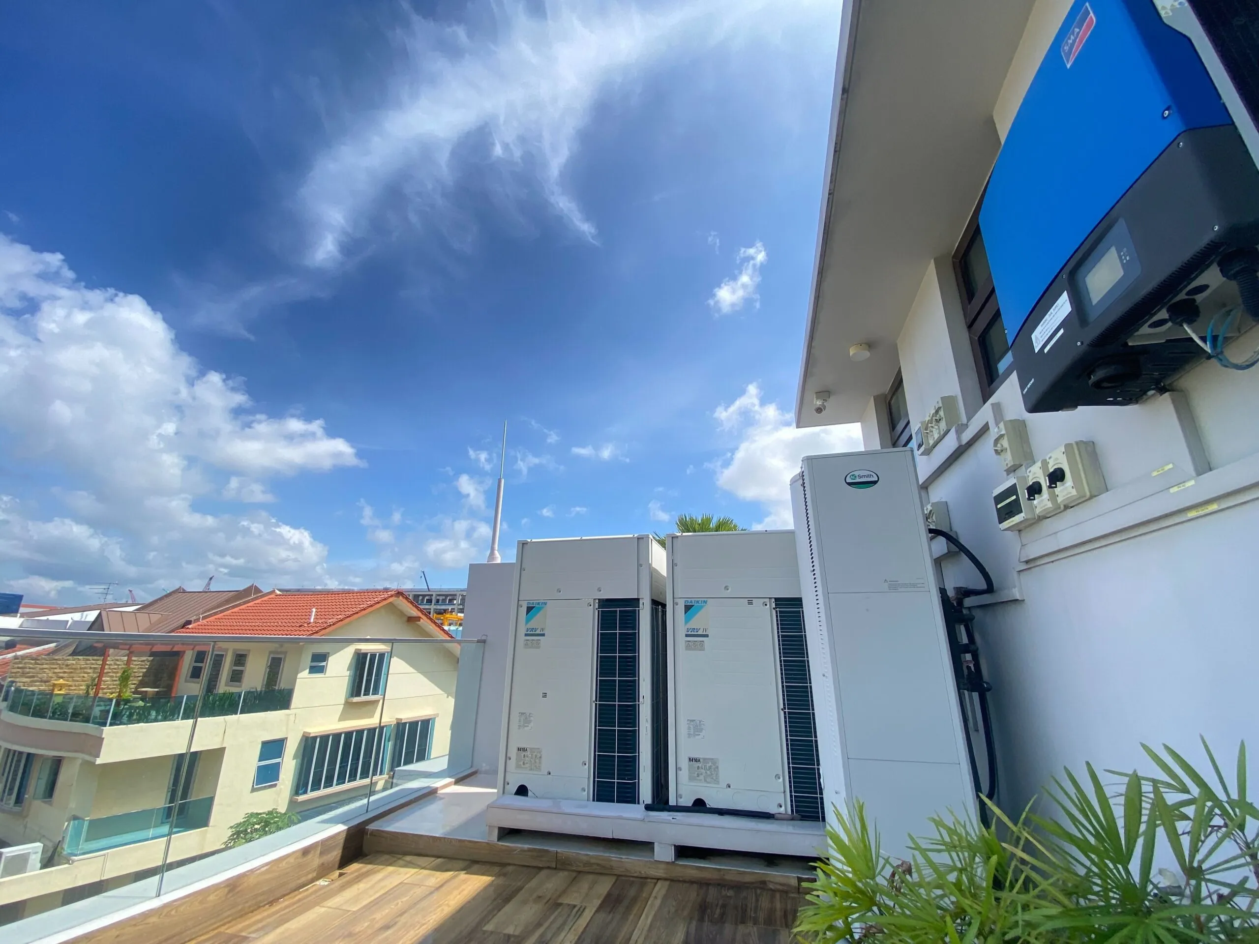 HPI daikin roof heat pump landed blue sky