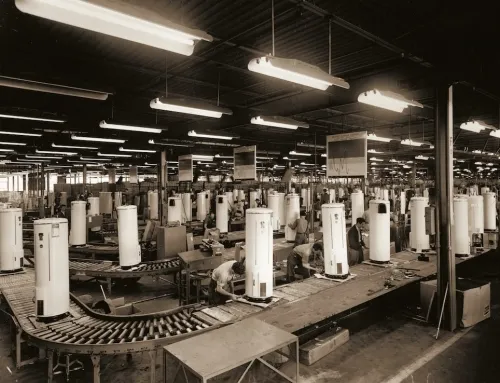 industrial aosmith factory b&w production line