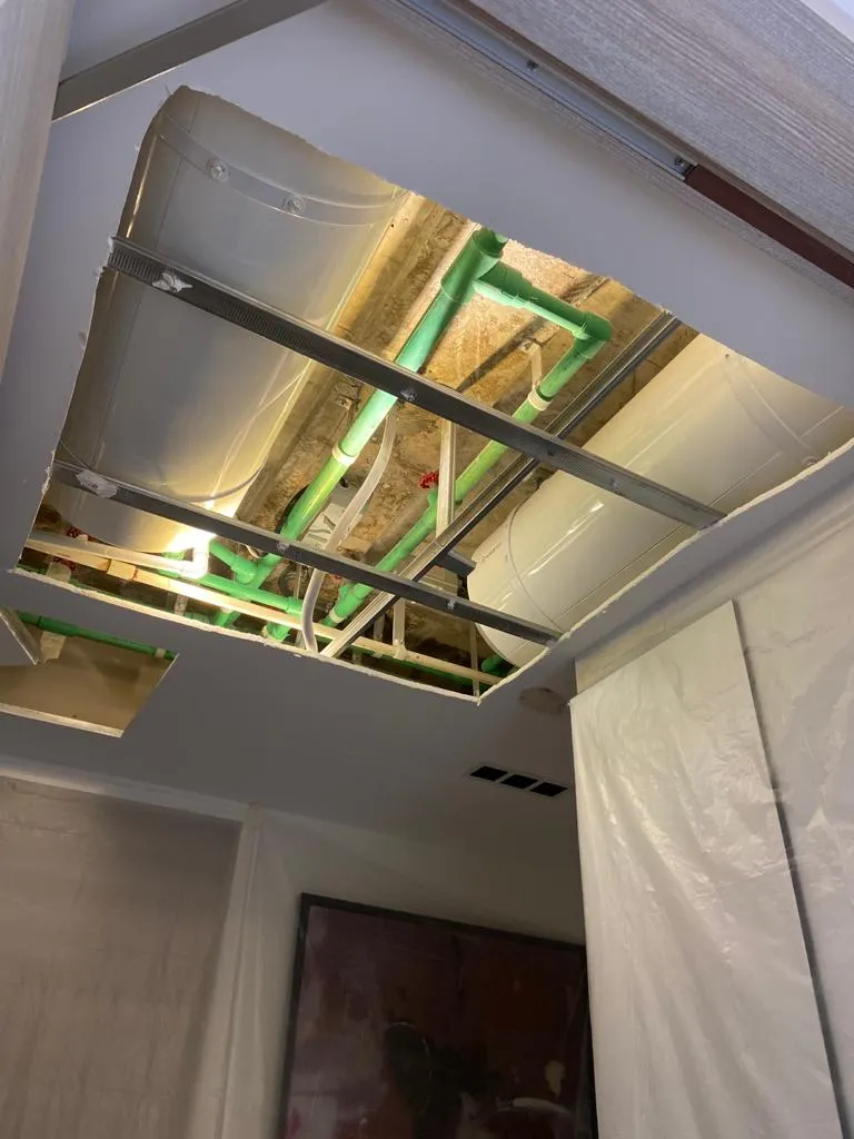 false ceiling double heater installation ppr pipes open ceiling cut
