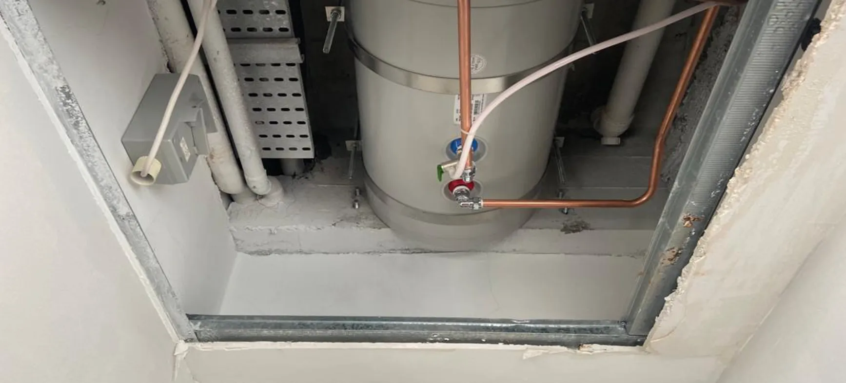 false ceiling cut out access water heater tank replace false ceiling