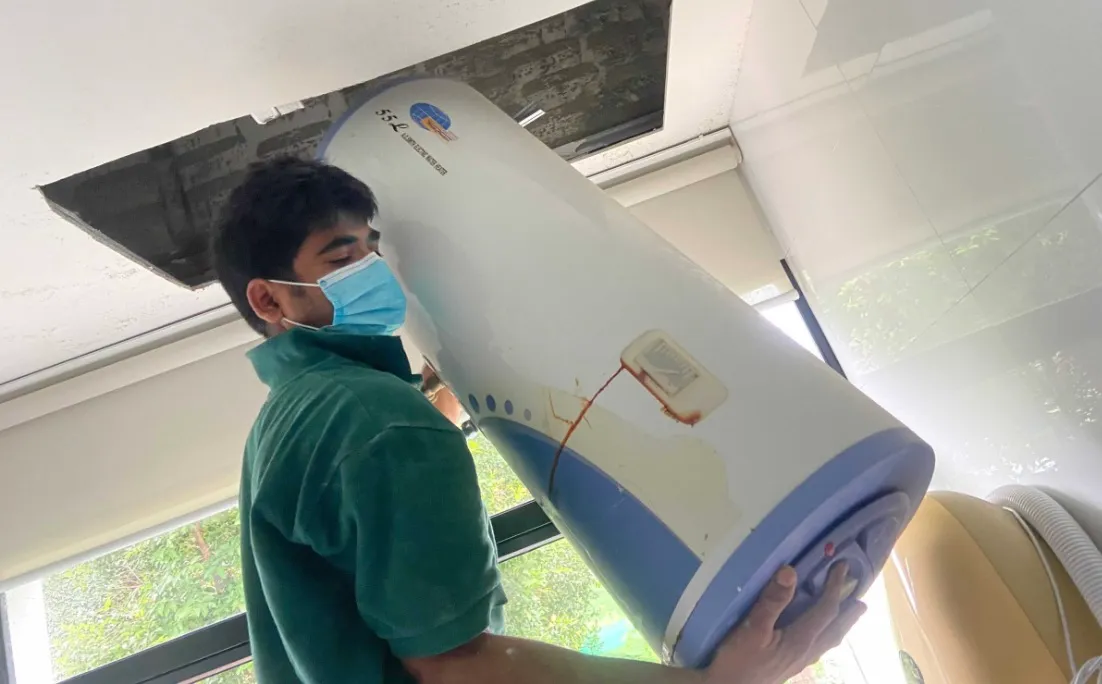 heater tank leaking ceiling