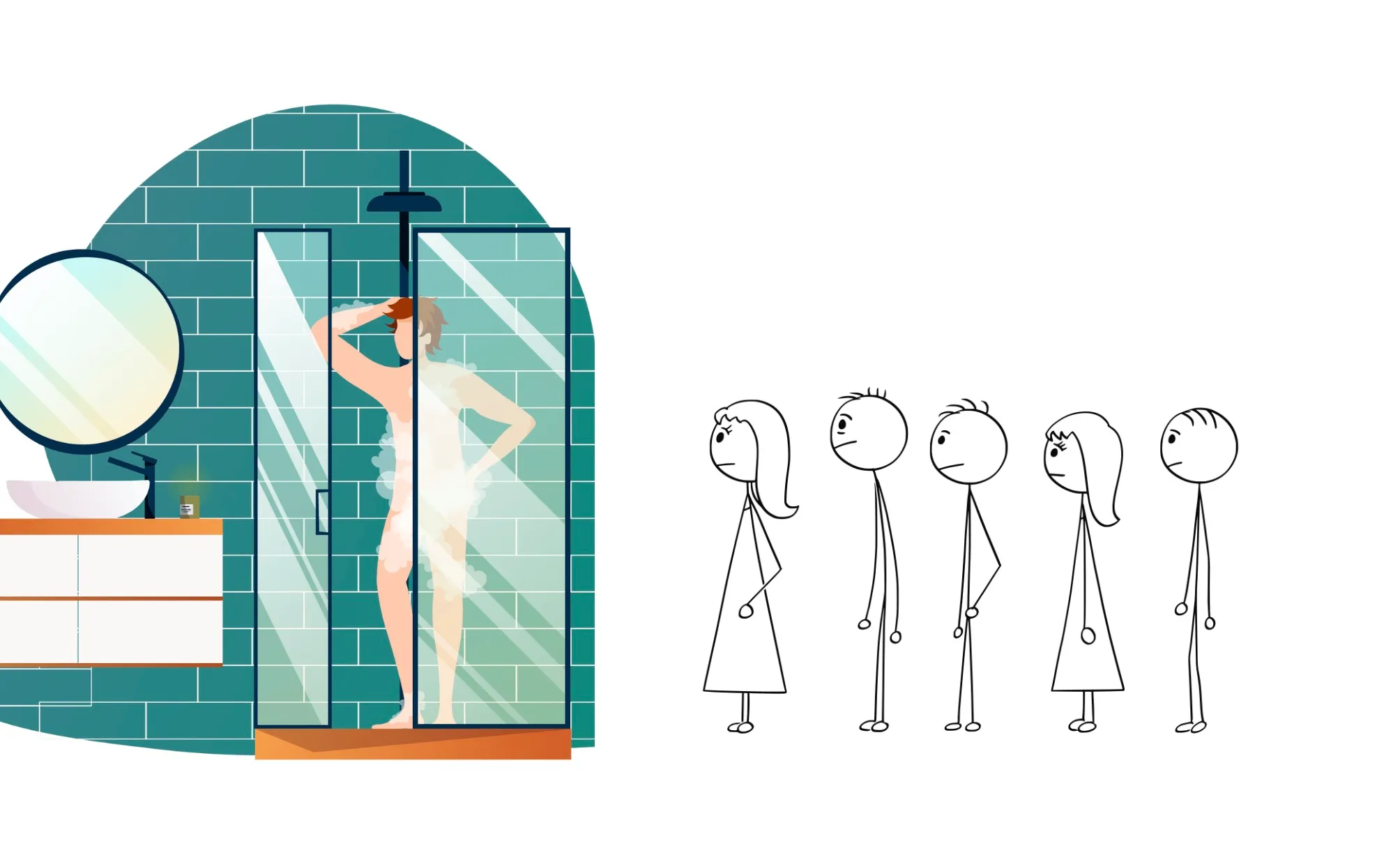 shower queue wait